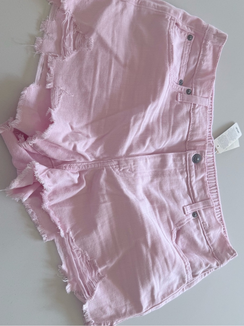 Aerie Pink Denim Cut-Off Stretch Shorts – Size Large – NWT 💕